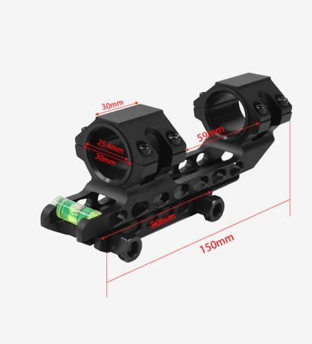 25.4mm 30mm Cantileve One Piece Scope Solid ACD Mount Anti Cant Device Bubble Level 150mm Mount Black